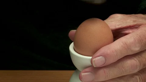Boiled egg yoke spill Stock Footage 99038055