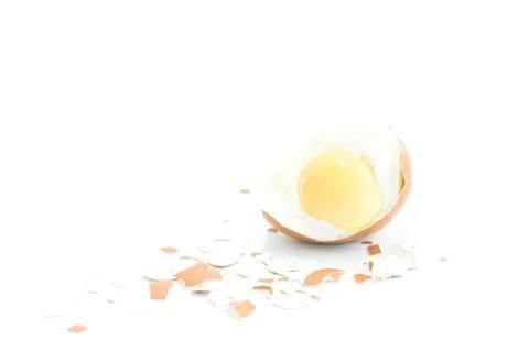 Boiled egg yolk with eggshell Stock Photos