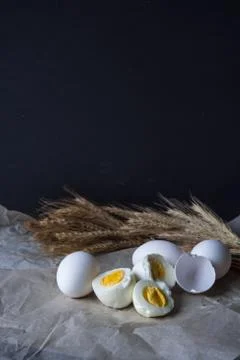 Boiled eggs background Stock Photos