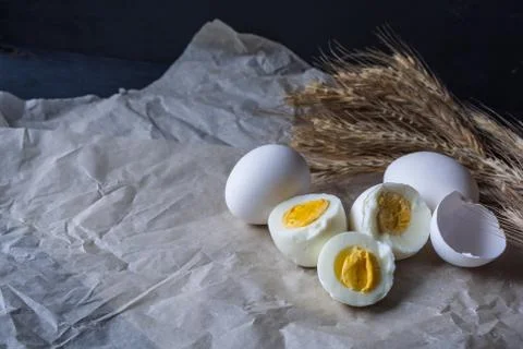 Boiled eggs background Stock Photos