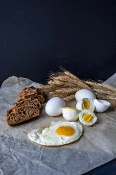 Boiled eggs background Stock Photos