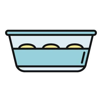 Boiled eggs in a bowl with water Stock Illustration