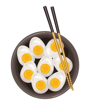Boiled eggs with chopsticks icon Stock Illustration