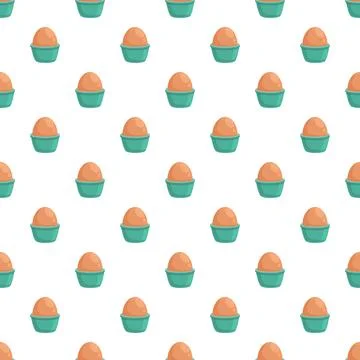 Boiled eggs in holders forming repeating breakfast pattern Stockillustratie