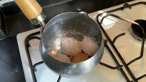 Boiled eggs in the kitchen Stock Footage 134011637