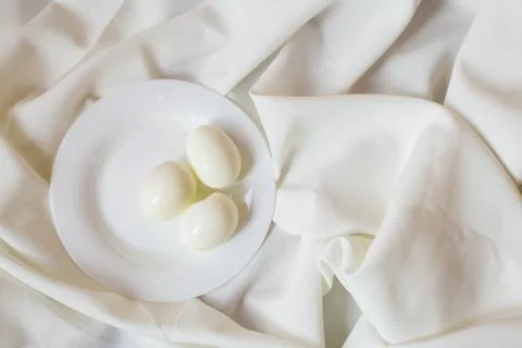 Boiled eggs on a plate Stock Photos