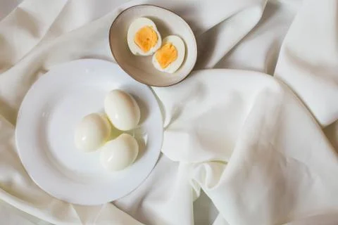 Boiled eggs on a plate Stock Photos
