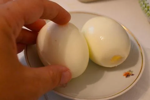 Boiled eggs on a plate Fotos de archivo