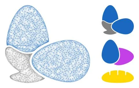 Boiled Eggs Polygonal Web Vector Mesh Illustration Illustrazione stock
