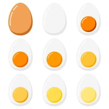 Boiled eggs set isolated on white background. Stock Illustration
