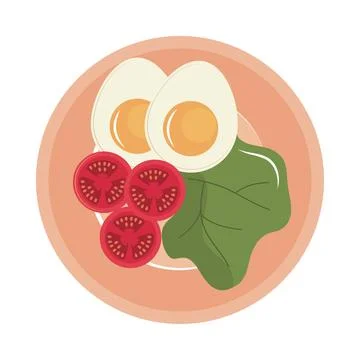 Boiled eggs with vegetables Stock Illustration