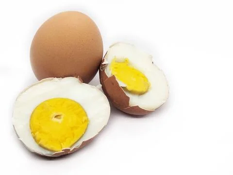 Boiled eggs on white background Stock Photos