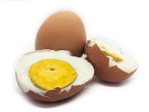 Boiled eggs on white background Stock Photos