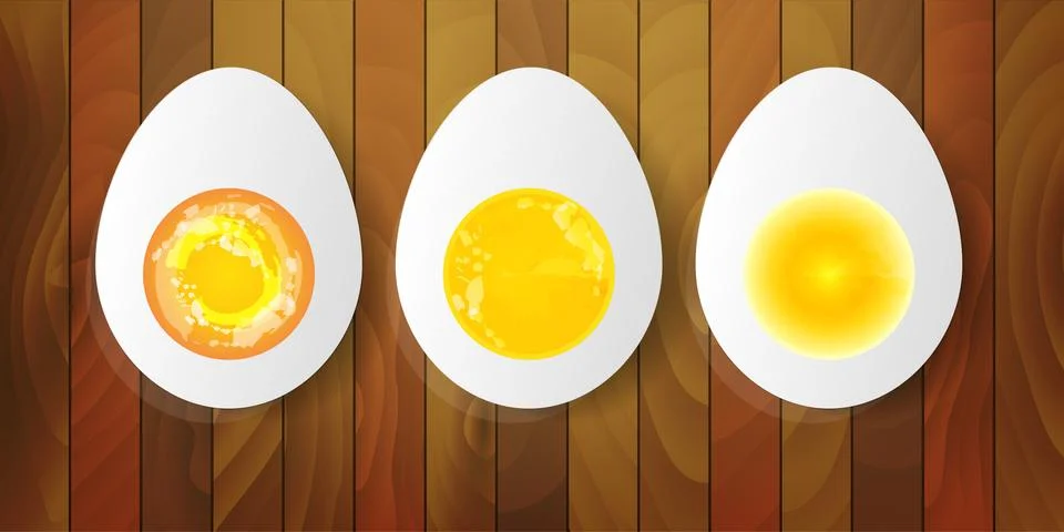 Boiled eggs wooden background Stock Illustration