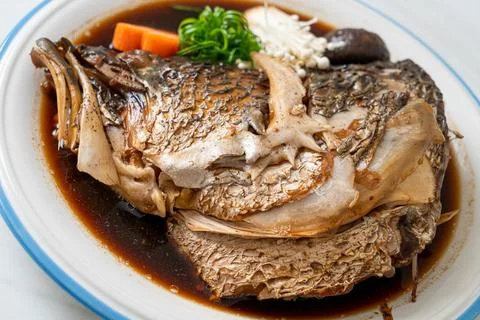 Boiled Fish Head with Soy Sauce 写真素材