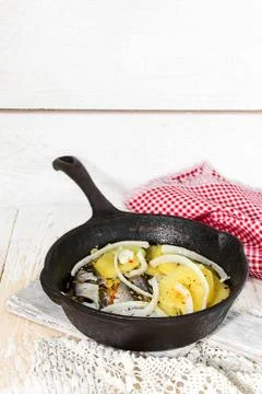 Boiled fish with potatoes Stock Photos