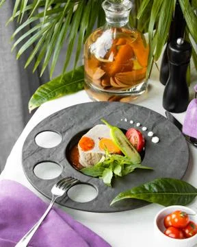 Boiled fish with vegetables Stock Photos