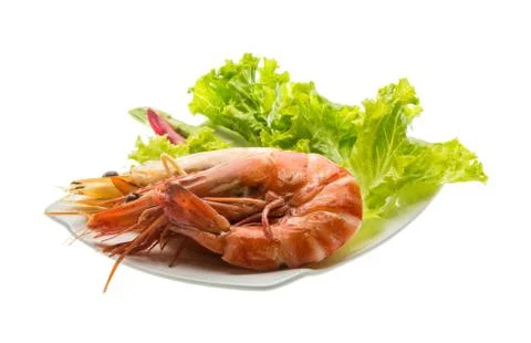 Boiled king prawns Stock Photos