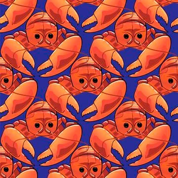 Boiled Lobster Seamless Pattern Stock Illustration
