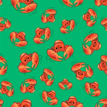 Boiled Lobster Seamless Pattern Stock Illustration