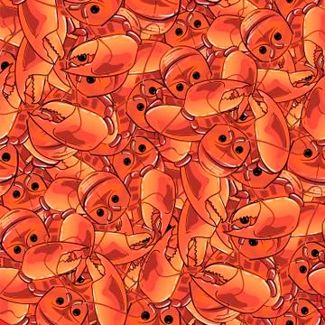 Boiled Lobster Seamless Pattern Stock Illustration