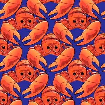 Boiled Lobster Seamless Pattern Stock Illustration