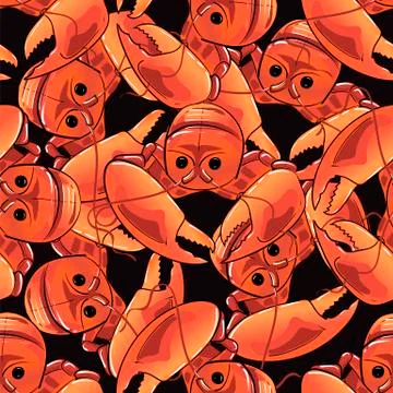 Boiled Lobster Seamless Pattern Stock Illustration