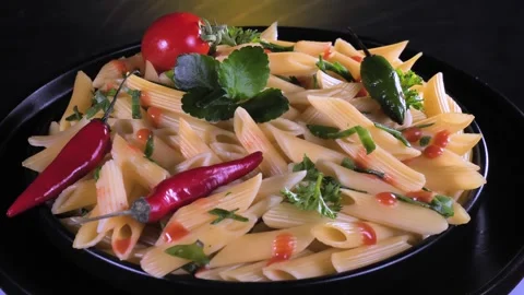 Boiled pasta with vegetables Stock Footage 263508584