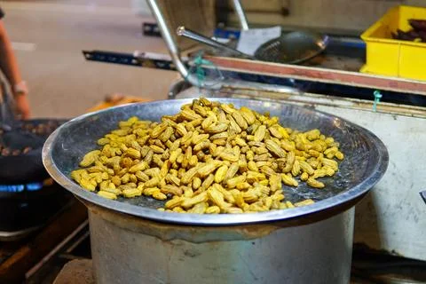 Boiled peanuts ready to serve on stall street market Stock Photos