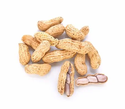 Boiled Peanuts on white background Foto stock