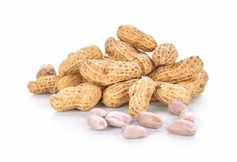Boiled Peanuts on white background Stock Photos