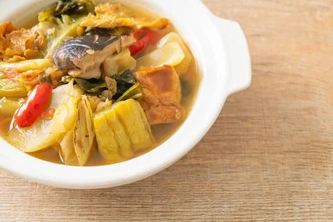 Boiled pickled cabbage and bitter gourd soup Foto stock