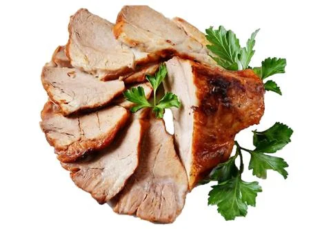 Boiled pork - on a white background Foto stock