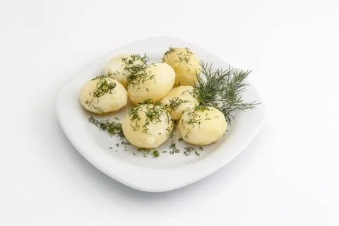 Boiled potatoes with dill 写真素材