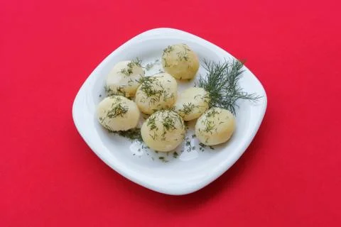 Boiled potatoes with dill Photos