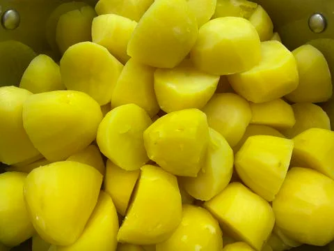 Boiled potatoes in a saucepan Stock Photos
