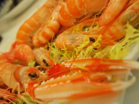 Boiled prawns Stock Photos