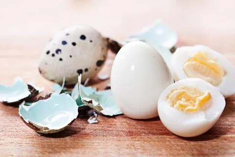Boiled quail eggs Stock Photos