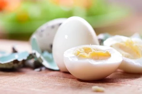 Boiled quail eggs Stock Photos