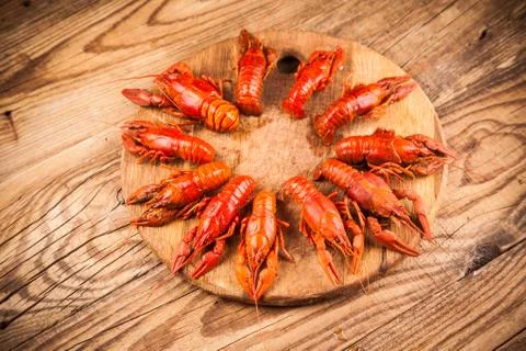 Boiled red crayfishes Stock Photos
