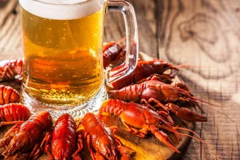 Boiled red crayfishes Stock Photos