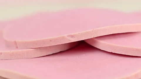 Boiled sausage cut into slices Stock Footage 344808102