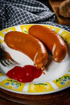 Boiled sausage. Stock Photos