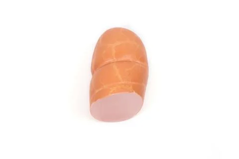 Boiled sausage on a white background Stock Photos