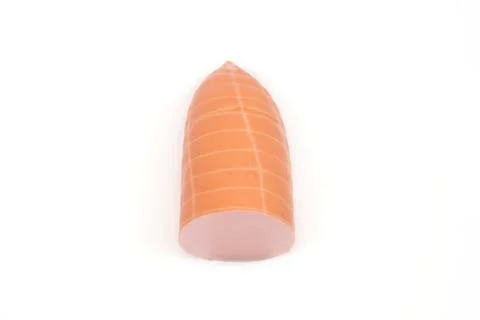 Boiled sausage on a white background Stock Photos