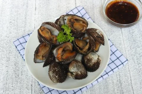 Boiled scallops Stock Photos