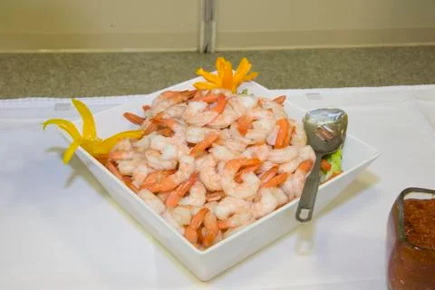 Boiled shrimp dish Foto stock