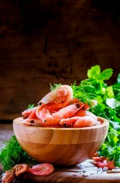 Boiled shrimp, selective focus Stock Photos
