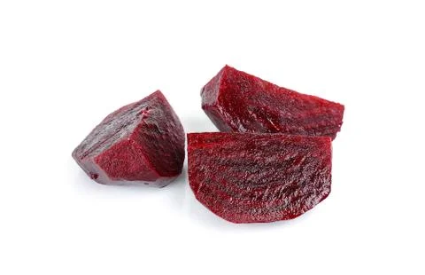 Boiled sliced beetroot isolated on white Stock Photos