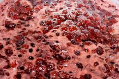 Boiled, strawberry jam Stock Photos